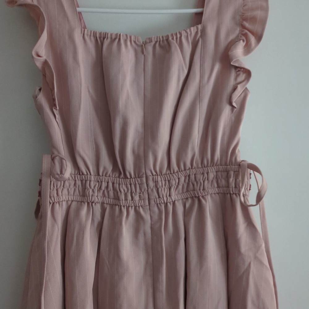 Lizlisa Japanese Cute Pink Dress with Ruffle Lace Tie Velvet Heart Button Accent - Picture 3 of 8